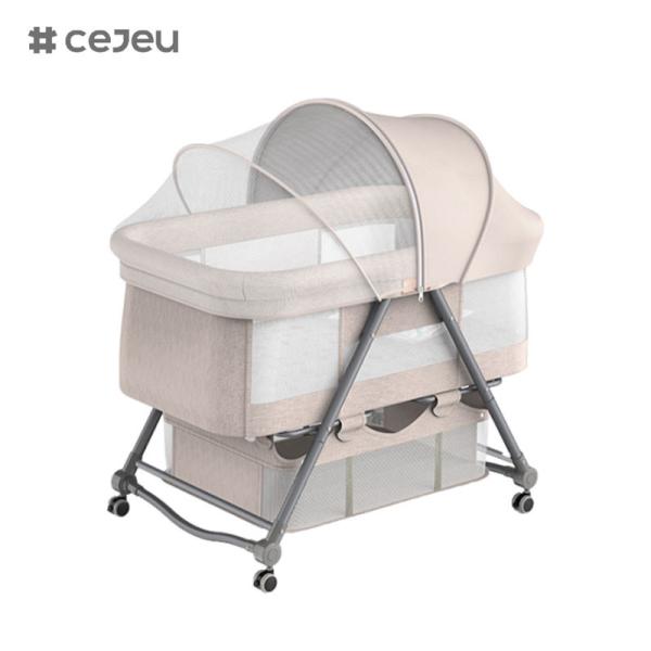 CJ-BJJ-001 Регулируемая высота детская колыбель Регулируемая высота детская колыбельная кровать колыбель с колыбелью300D льна четыре цвета