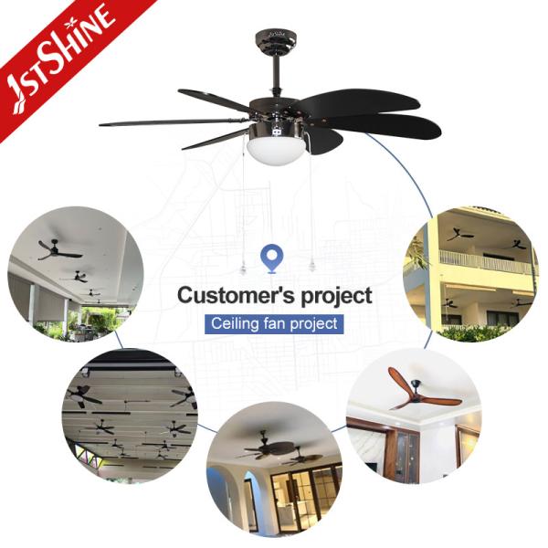 Contrôle murale ventilateur de plafond LED de 42 pouces avec 6 lames MDF noires