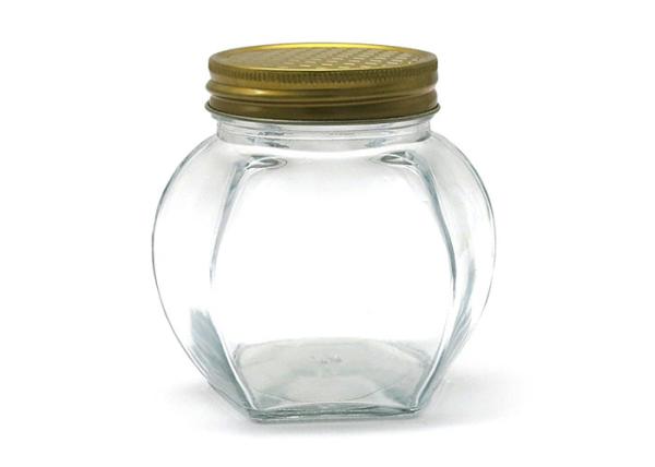 Tampa dourada de Honey Jars With Twist Off do vidro de vidro do hexágono da garrafa do doce