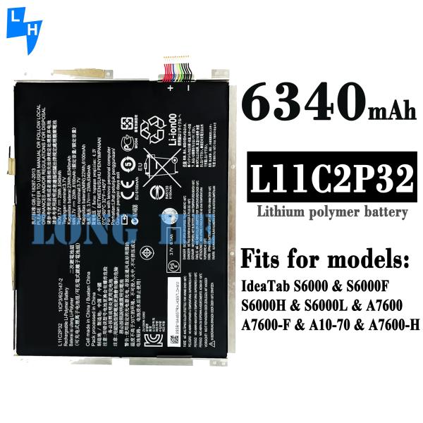 Batterie rechargeable L11C2P32 pour ordinateur portable Lenovo IdeaPad S6000 A1000 A3000 3,7V 23WH