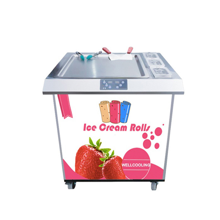 New Arrival Frozen Yogurt Single Pan Homemade Thailand Rolled Fried Ice Cream Machine