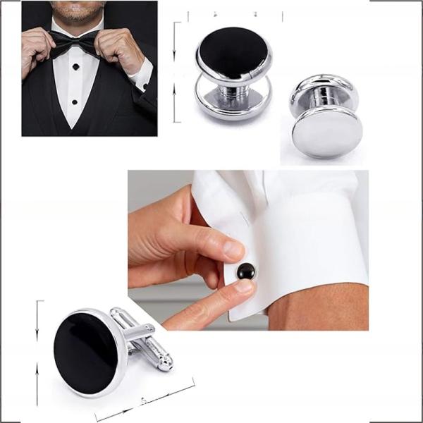 Brass Mens Cufflinks And Studs Set For Tuxedo Formal Kit Business Wedding Shirt