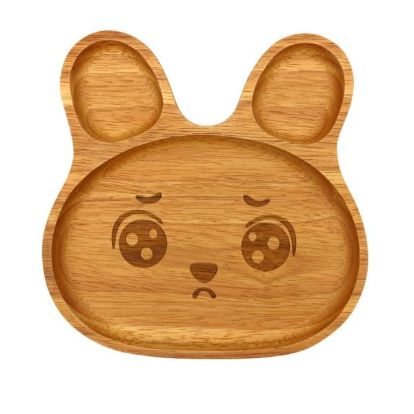Party Rabbit Natural Wooden Plate Engraving Animal Shaped Plate