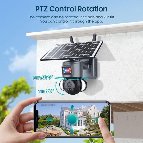Камера 4G на открытом воздухе низкой мощности PTZ солнечная с прожектором 2 наборов