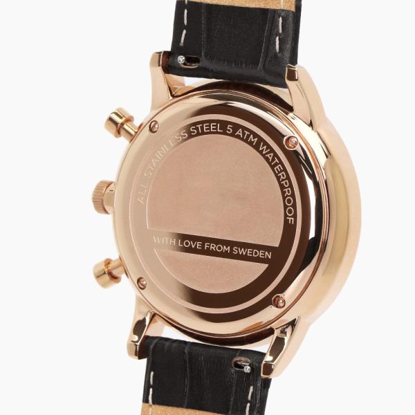 Custom Stainless Steel Chronograph Watch 40x11mm Crocodile Leather Watch