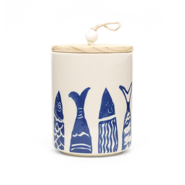 Геометрический океан Синий керамический контейнер настраивает чай кофе сахар хранилище банка для кухни с крышкой и кремниевым ри