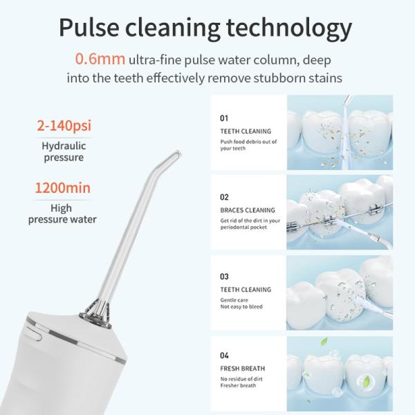 4 Nozzles White Handheld Water Flosser With 1500mAh Lithium Battery