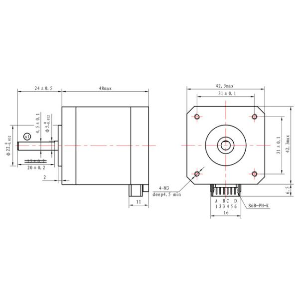 мотор Nema 17 1.8A 3.24V Stepper мотор 42x42mm 2 участков шагая