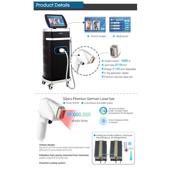Diode Laser Hair Removal Machine ADSS Fast and Permanent 808nm Ce Stationary Abs for Commercial & Home Use,for Commercial CN;BEI