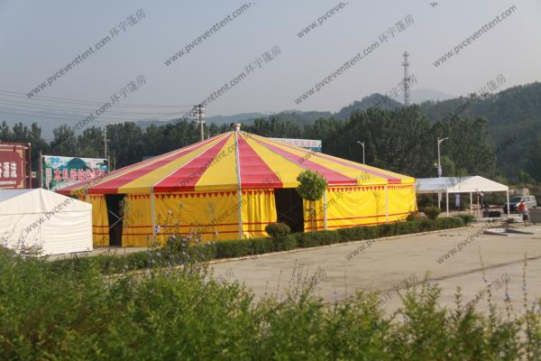 Yellow And Red Pagoda Party Tent PVC Cover φ30m Aluminum High Peak Multi Sides