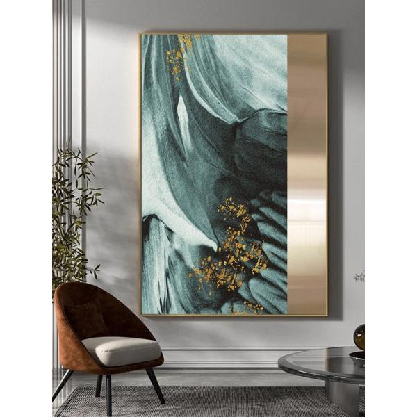 Dark Green Metallic Sandstone Painting Hotel Lobby Commercial Interior Mural