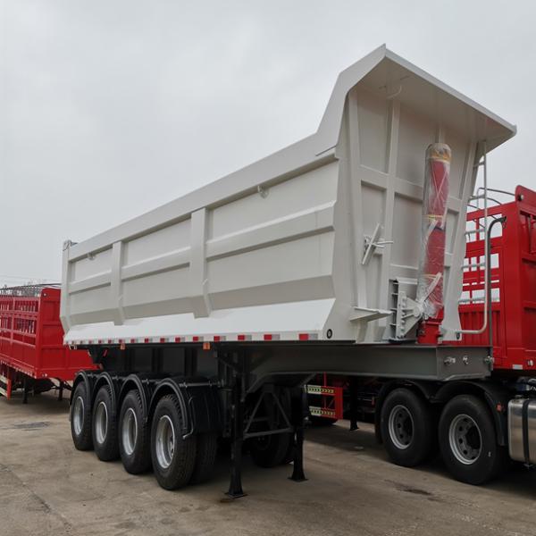 Customers Optional Semi-Trailer 50 Ton Dump Truck with Dark Blue Color and Hydraulic Rod