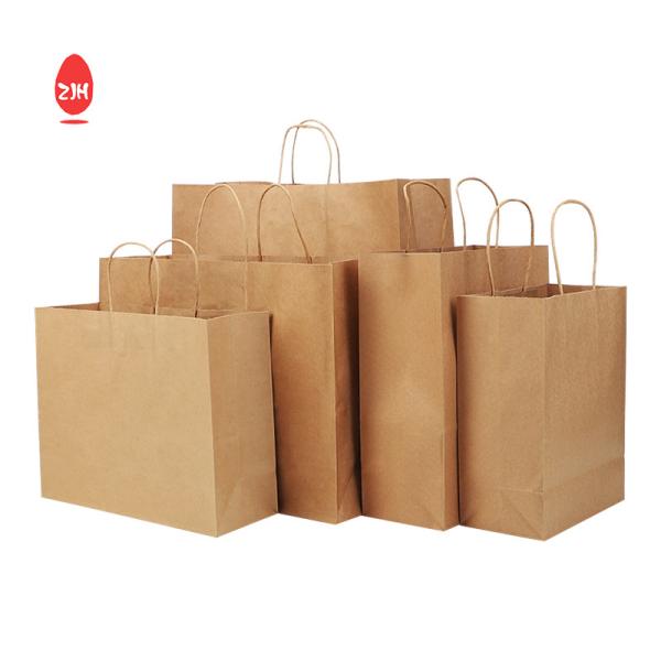 3x8.5 Inches Gift Packing Bags SGS  Clothing Packing Kraft  Paper Bag With Handle