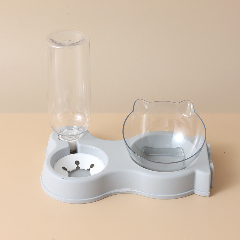 Double Bowl Pet Feeder for Dog/Cat Protect Cervical Spine Non-Slip Easy-Cleaning