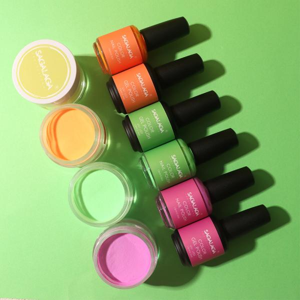Nail Beauty Glitter 3 in 1 Acrylic Dipping Powder Color Match Air Dry Nail Polish With Uv Gel Polish Kit