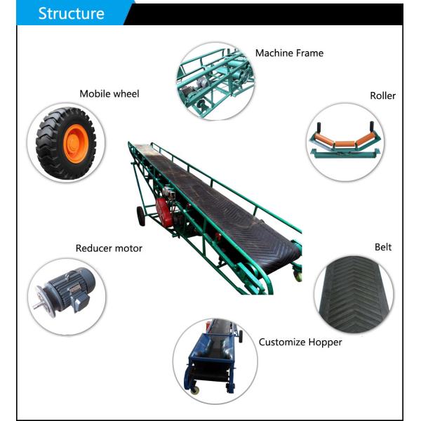 Milímetros industrial de correa del carbón 500-1000 de altura de elevación ajustable móvil del transportador