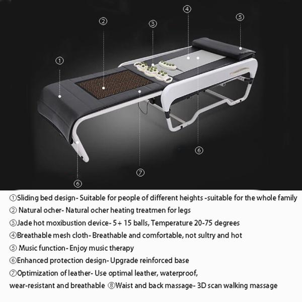 150 Energy Stones and 3D Smart Lifting Massage Bed for Full Body on Foldable V3 Tourmaline Jade Warm Physiotherapy Bed