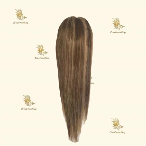 Human Hair Virgin Cuticle Aligned Silk Mono Base Mongolian Hair Topper for Women