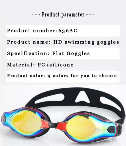 100% Silicone Adult Swimming Goggles With Anti Fog Wide Vision Adjustable For Racing