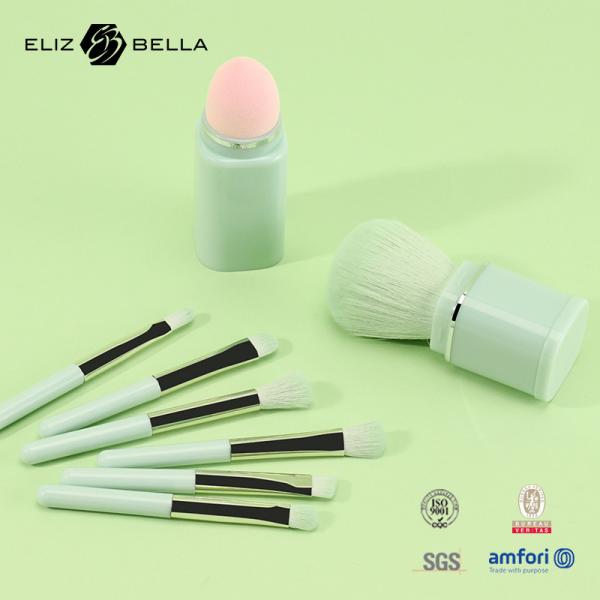 8pcs Mini Makeup Brush With Short Handle Cosmetic Brush Synthetic Hair Makeup Brush Pink Sponge With Makeup Tube