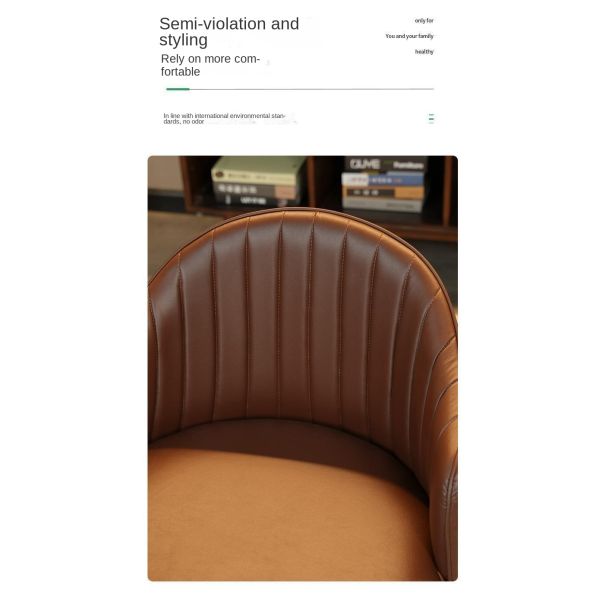Retro Single Sofa Chair Balcony Leisure Backrest Chair Living Room Salon Comfortable Leather Seat Solid Wood Frame Accent Chair