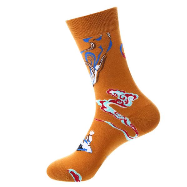 Personalized High Quality Seamless Jacquard Knit Cartoon Novelty Men Cotton Crew Socks