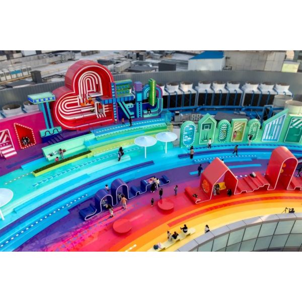 Rainbow-Themed Interactive Stainless Steel Sculpture - Customized Urban Art Installation for Public Spaces