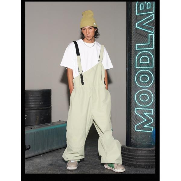 Full Pressure Glue Oblique Collar Solid Color Heated Suspender Pants for Winter Skiing