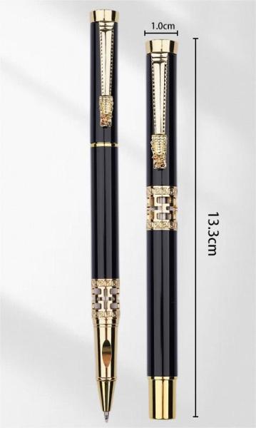 Chinese Style Metal Business Stationery Set Hollow Out Dragon Head Roller Ball Pen