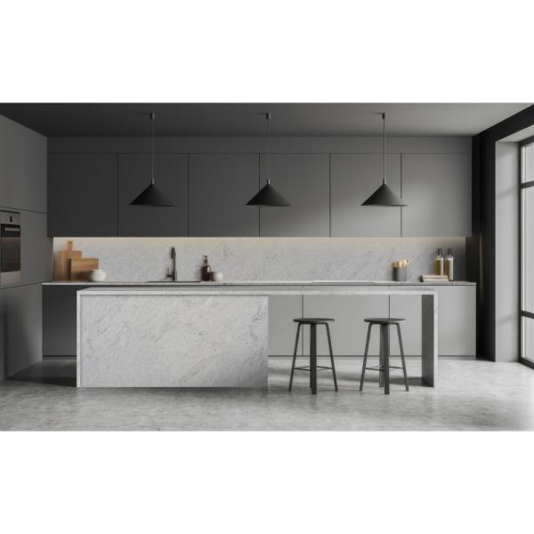 3200x1600mm White Carrara Quartz Countertops 88-93% Quartz Slab