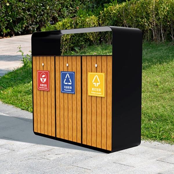 3/4 Compartment Trash Bin Cleaning Equipment Stainless Steel Garbage Cans
