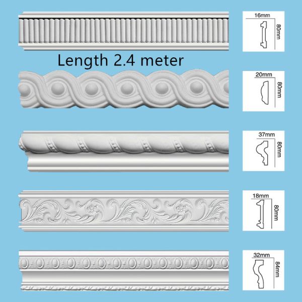 Polyurethane Wainscoting Interior Wall Molding Decorative PU Chair Dado Rail