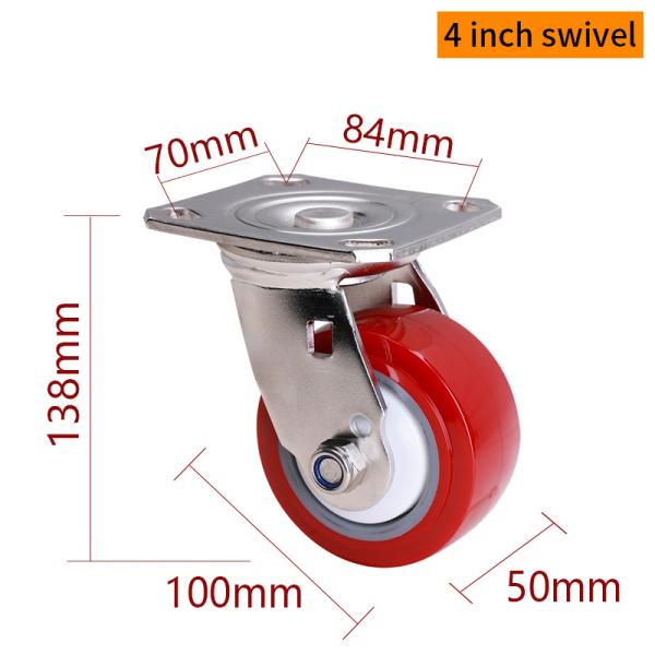 EDL 4 Inch Stainless Steel Heavy Duty Caster With Durable TPU Wheel Loading 320Kg S714P-85