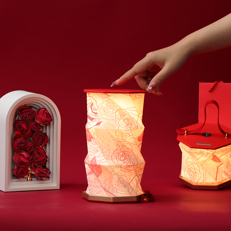 Valentine'S Day Adjustable Crinkle Folding Paper Lamp Lampshade Led Spotlight