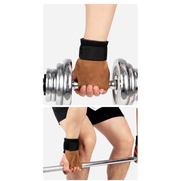 Adjustable Non-slip Weight Lifting Grips Leather Wrist Straps Wrist Wrap Gloves