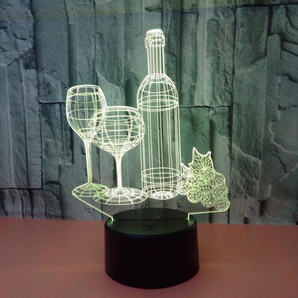 Colorful 3d table lamp night light child gift OEM logo picture bottle cat touch remote control home gift 3D night light