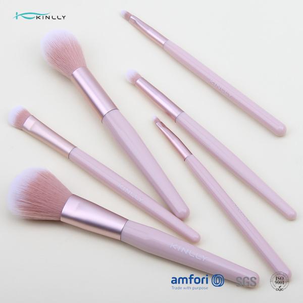 Алюминиевые щетки макияжа ручки пинка Ferrule 6PCS