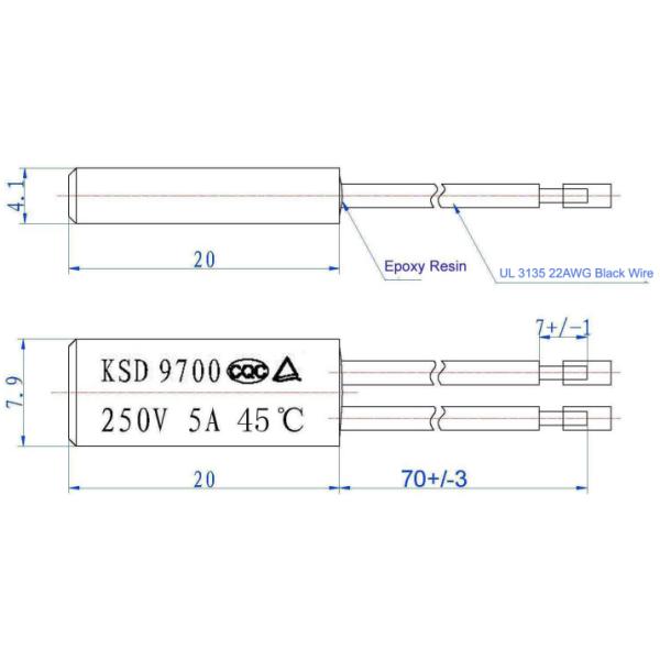 KSD9700 5A 250V AC Overload Thermal Cutoff Switch For Electric Blanket