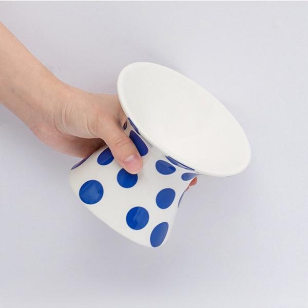 Blue Diamond Pet Ceramic Cat Bowl Food Water Slow Feeder Dog Bowl