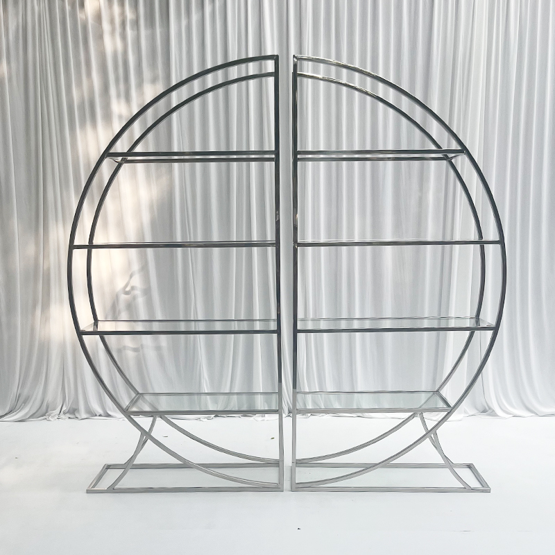 WENDING Silver Circular 4-Tier Glass Wedding Display Rack – Premium Wine & Dessert Stand