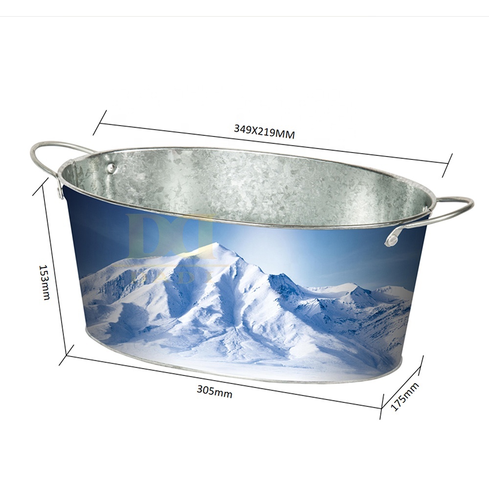 DADI Custom Printed Tinplate Cooler Pail Bar Beer Chilling Container for Holiday Promotional Gift
