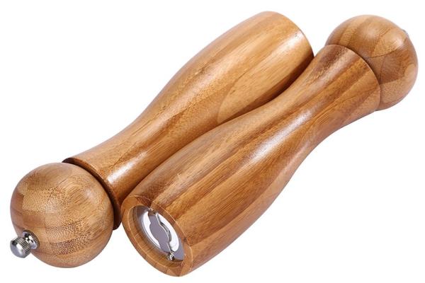 Burnished Bamboo Salt And Pepper Mills , Wooden Pepper Mill Grinders With Ceramic Mechanism