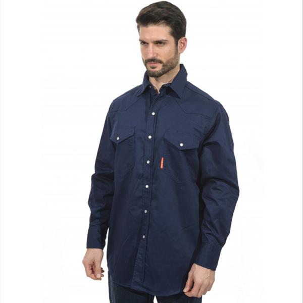 Рубашка кнопки кнопки рубашки NFPA2112 EN61482-2 FR работы сини военно-морского флота огнезамедлительная