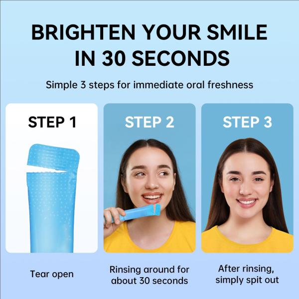 40 paquets pour adultes, taille de voyage, packs de rince-bouche, en déplacement, protection contre les cavités sans gluten
