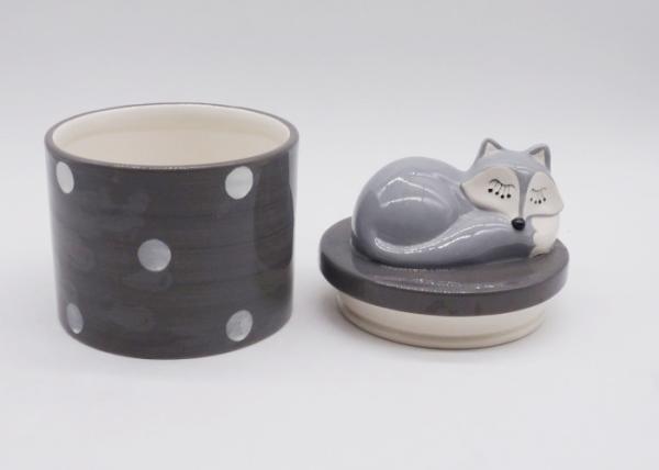 Fox Shaped Ceramic Treat Jar Silicone Airtight Food Container Hand Painted