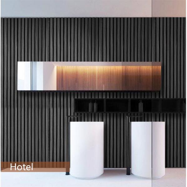 2400 мм натуральный дубовый акустический деревянный стеновой панель с черно-серой фильт