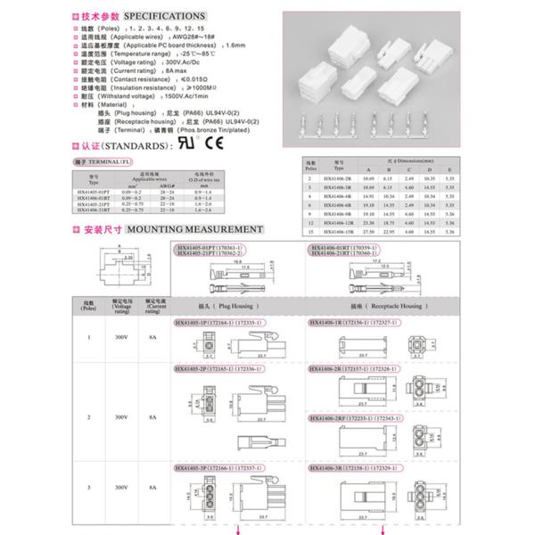 172159-1 6P 4.14mm Connector Housing Replacement for Most Servo Motors