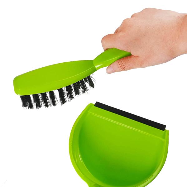 Green Plastic Household Cleaning Hand Broom And Dustpan Set With Brush