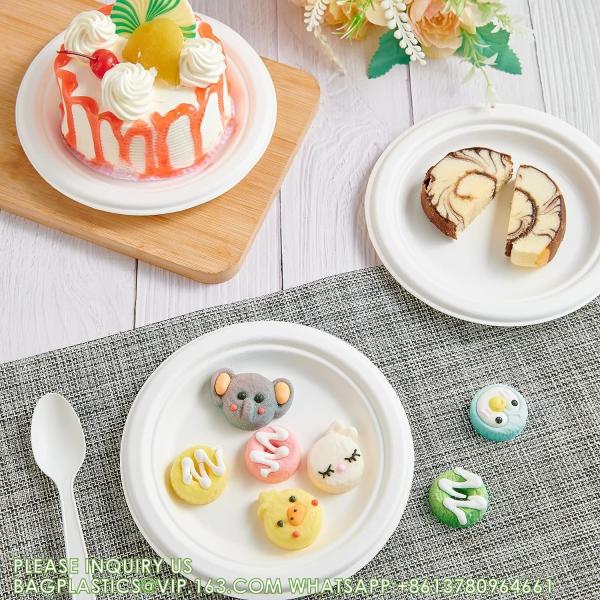 100% Compostable 10 Inch Paper Plates, Heavy Duty Paper Plates, Disposable Biodegradable Eco-Friendly Sugarcane