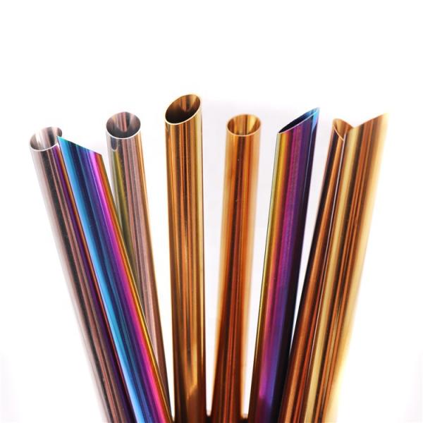 12mm Metal Milkshake Straws , Bevel Cut Stainless Steel Beverage Straws